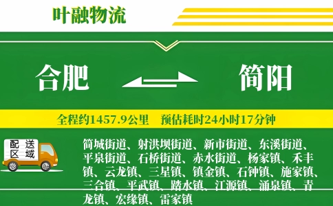 合肥到简阳物流公司