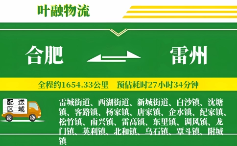 合肥到雷州物流公司