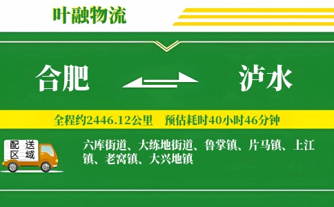 合肥到泸水物流公司