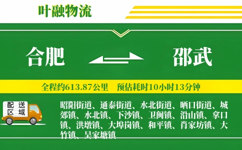 合肥到邵武物流公司
