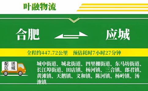 合肥到应城物流公司